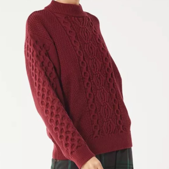 UO Burgundy Austin Mock Neck Sweater - Picture 1 of 2